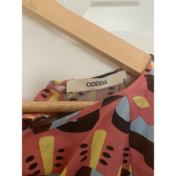 Odeeh Guitar Print Dress Pink Flamingo Size 32 - Picture 3 of 12